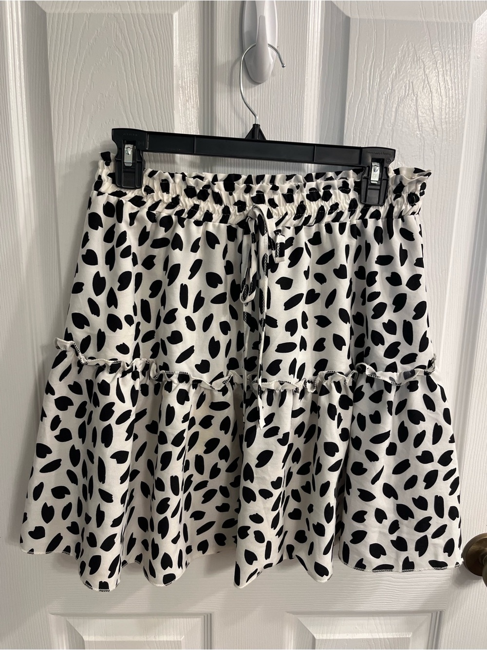Tiered Black and White Polka Dot Skater Skirt